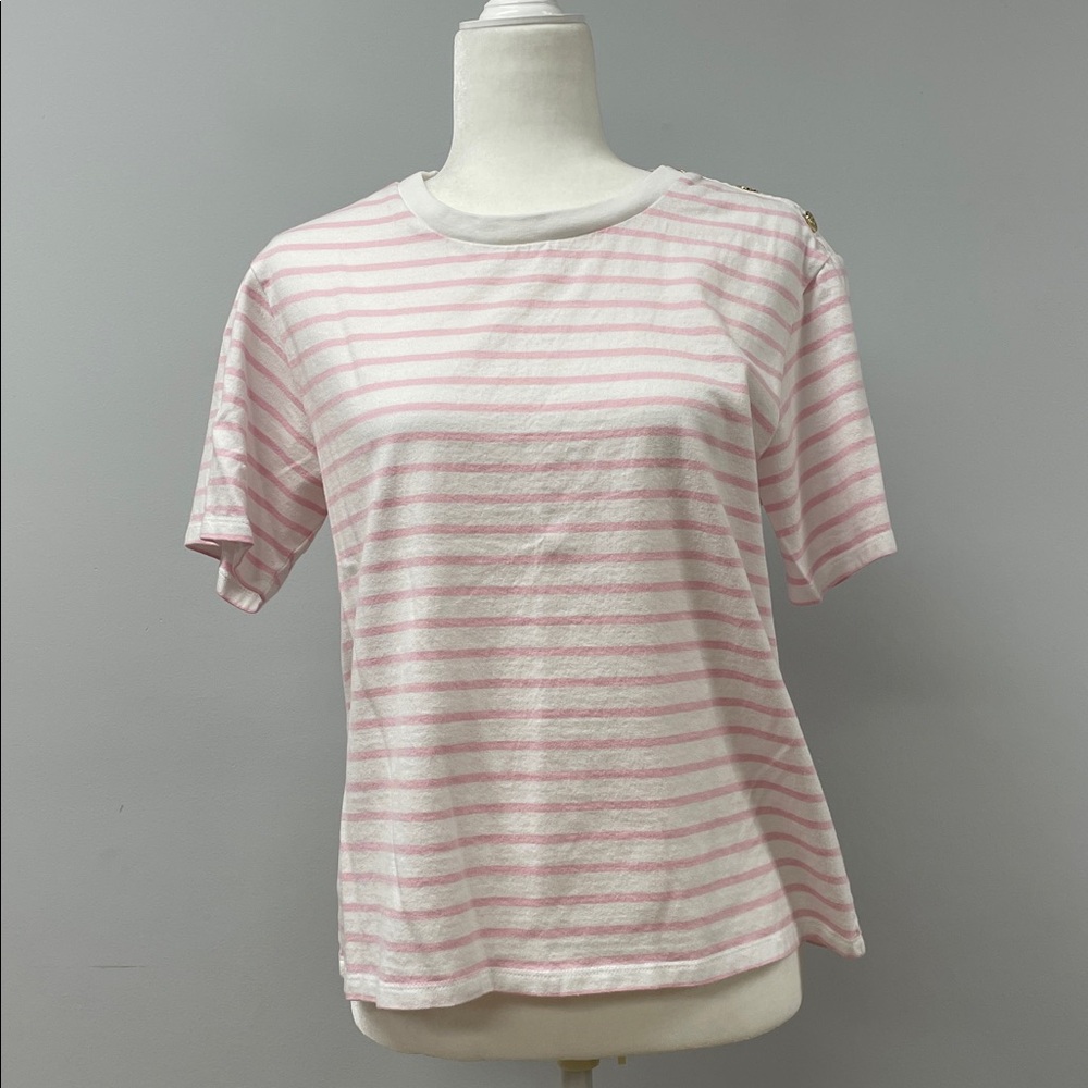 Draper James Pink and White Striped Top
